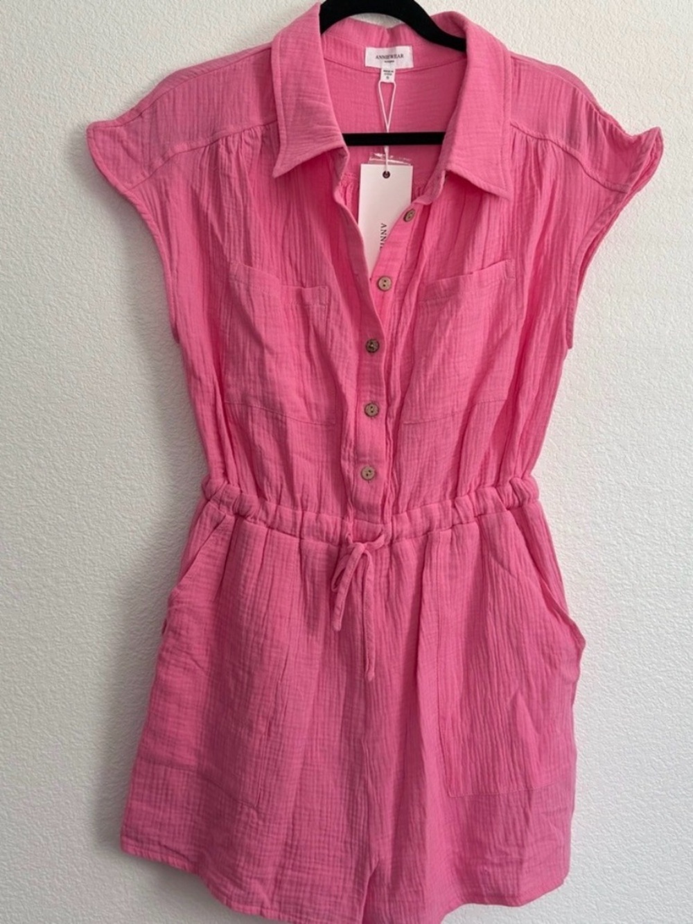 NWT Anniewear Pink Cotton Romper Small